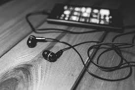 Hd Wallpaper Black And White Earbuds Earphones Headphones Listening Wallpaper Flare