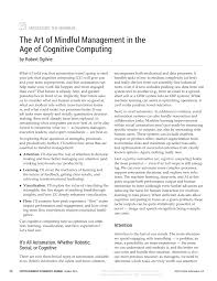 The cognitive computing market can be geographically divided into north america, asia pacific, europe, latin america, the middle east, and africa. Pdf The Art Of Mindful Management In The Age Of Cognitive Computing