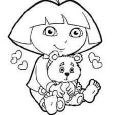 The Dora With A Teddy Coloring Pages Disney Coloring Pages Dora Coloring Cartoon Coloring Pages