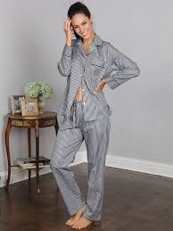 Black And White Christmas Pajamas Cybil Luxury Nightwear Schweitzer Linen Show Your Stripes With These Dazzling Black And White Pinstripe Pajamas Luxury Nightwear Pajamas Women Nightwear