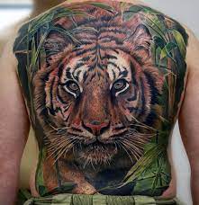 Mens Full Back Cool Realistic Tiger Tattoo Tiger Tattoo Design Tiger Tattoo Animal Tattoos