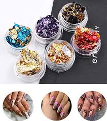Pick a bright acrylic color and paint them solid or in a. 6 Boxes Double Sided Color Nail Art Foil Pailette Chip Foil Flake For Acrylic Nails Bright Glitter Gold Foil For Nail Decor Buy Online In Cape Verde At Capeverde Desertcart Com Productid 81685685