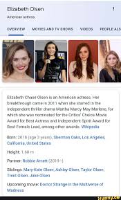 Robbie arnett stands tall at an approximate height of 5 feet 11 inches. Elizabeth Olsen American Actress Overview Movies And Tv Shows Videos People Als Elizabeth Chase Olsen Is An American Actress Her Breakthrough Came In 2011 When She Starred In The Independent Thriller Drama
