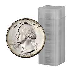 10 Face Value Roll 40 Coins 1932 1964 Junk Silver Washington Quarter Avg Circ Moderncoinmart