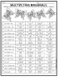 Multiplying Binomials Coloring Activity Algebra Activities Algebra Worksheets Math Teks