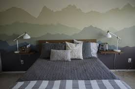 Wandgestaltung Farbe Muster Gebirge Wandgemalde Selber Machen Schlafzimmer Schlafzimmer Design Zimmer Gestalten Wandgestaltung Schlafzimmer