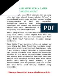 Sampai disanalah nabi musa dan para pengikutnya kebingungan karena menemui jalan buntu sedangkan mereka sudah Kisah Nabi Musa Sejak Lahir Sampai Wafat