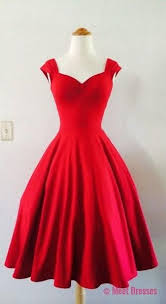 Knee Length Prom Dresses Satin Prom Dress Red Prom Gown Vintage Prom Gowns Elegant Evening Dress Chea Red Rockabilly Dress Rockabilly Dress A Line Prom Dresses