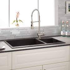 Whether you're painting kitchen cabinets or replacing… 34 Arvel 70 30 Offset Double Bowl Drop In Granite Composite Sink Black Kitchen Design Kitchen Remodel Kitchen Sink Design