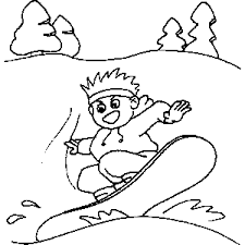 Sports coloring pages for kids. Snowboarding Coloring Sheet