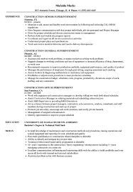 superintendent construction resume