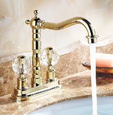 You have to contemplate about different factors when you are buying a kitchen faucet. Crystal Dual Handle Long Neck Deck Mount Bathroom Kitchen Sink Faucet In Gold Faucet
