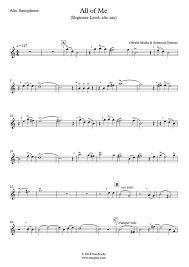 Easy jazz trumpet solo bossa nova sheet music for piano. Saxophone Sheet Music All Of Me Beginner Level Alto Sax Sinatra Marks Simons