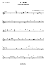 Saxophone Sheet Music All Of Me Beginner Level Alto Sax Sinatra Marks Simons