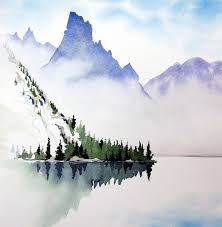 Image Result For Simplistic Watercolor Mountains Landskapsmalningar Akvareller Akvarellkonst