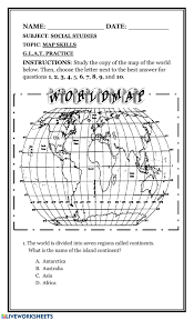 Latitude and longitude worksheet asking to students to label the main lines of latitude and longitude across the globe. Map Skills Worksheet