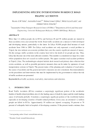 Road accident surveillance system, police report, road accident database, road safety intervention, performance monitoring 1. Pdf Implementing Specific Interventions To Reduce Road Traffic Accidents