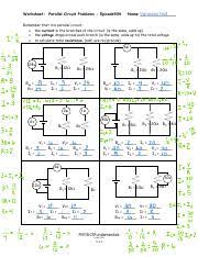 Check spelling or type a new query. Parallelcircuitwkst Worksheet Parallel Circuit Problems Episode904 Hall Name Vanessa Remember That In A Parallel Circuit The Current In The Course Hero