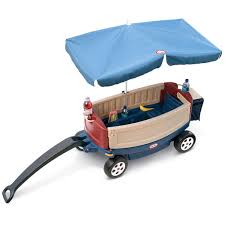 This step2 kids wagon has multiple functions for nearly every use! Deluxe Ride Relax Wagon With Umbrella Little Tikes