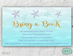 Baby Shower Book Card Request Bring A Book Mermaid Under The Sea Beach Insert Cards Star Baby Shower Book Baby Shower Invitations For Boys Sea Baby Shower