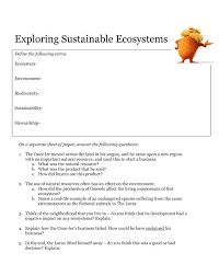 Introduction Sustainable Ecosystems Worksheet Thursday September 13 2018 Ecosystems Kids Worksheets Printables Social Studies Worksheets