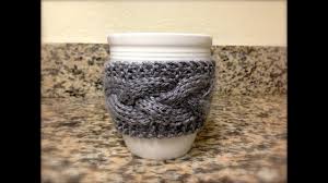 The cozy has a decorative buttons, jewelry, pocket for tea bags, roses, buds, and flowers made of fabric in the. Knitting Tutorial Mug Holder Youtube