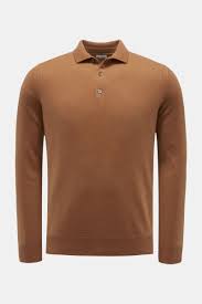 Committed collection openwork knit fabric cropped design classic collar short sleeve button up the garments labelled as committed are products that have been produced using sustainable fibers or processes, reducing their environmental impact. Von Braun Cashmere Knit Polo Brown Braun Hamburg