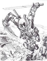 (step 2) draw a curved line at bottom of the head. Deadpool Pen Sketch By Dogsoldierr On Deviantart