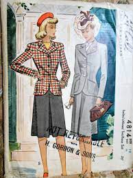 1940s STYLISH Tailored Suit Pattern McCALL 4814 Beautiful Jacket Details,  Front Pleat Skirt Bust 30 Vintage Sewing Pattern