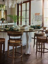 Love The Half Circle Table Coming Out Of Island Countertop Circle Dining Table Dining Table Makeover Kitchen Cabinet Styles