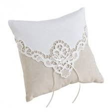 Ringkissen Vintage Leinenstoff Mit Baumwollspitze Satinschleife Braun Ringkissen Ringkissen Vintage Coole Trauringe