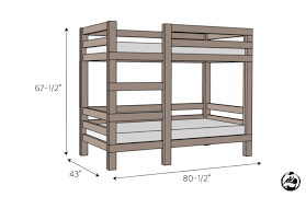 The design includes two twin bunk beds and a ladder. 2x4 Bunk Bed Rogue Engineer