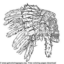 Indian Headdress Feathers Skull 5 Coloring Pages Indian Headdress Coloring Pages Color