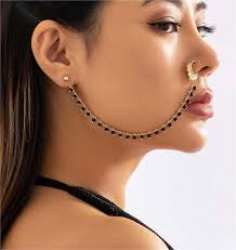 Amazon.com: WZNBBOY Punk Crystal Butterfly Star Nose Ring with Chain Nose  to Ear Chain Indian Fake Septum Rings Non Piercing Nose Rings Hoop Chain  Nose Accessories for Women : Clothing, Shoes &