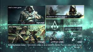 Assassin S Creed Black Flag Menu Obviously Over The Top But Features Modular Non Boring Cards That Are Pirate Adventure Assassins Creed Black Flag Black Flag
