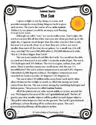 Some of the worksheets displayed are unit earth and space science planets stars, the planets in the solar system 1st grade, the solar system updated 2, asteroids comets and meteors reading passage, dwarf. The Sun Reading Comprehension Passage Reading Comprehension Passages Comprehension Passage Fluency Passages