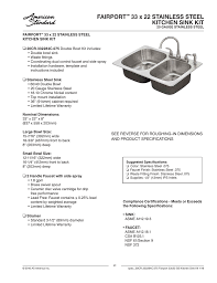 Chive 33x22 inch stainless steel kitchen sink workstation flow motion activated pull down kitchen faucet 119 99 at costco see also minecraft recipe book not showing. American Standard 20cr 332284c 075 075 Specification Manualzz