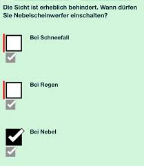 »wann darf ich die nebelschlussleuchte einschalten?« bei nebel unter 50 m sicht. Fuhrerschein Prufung Frage Fuhrerscheinprufung