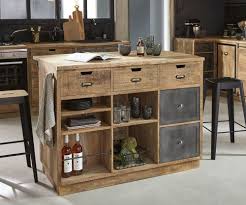 Ilot Central En Manguier Massif Et Metal Gris Melchior Maisons Du Monde Ilots Central Cuisine Meuble Cuisine Cuisine Bois