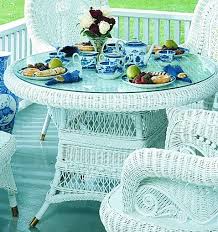 Product titlesummerville catherine 9 piece wicker patio dining set. Country Dining Room White Dining Table With 42 Inch Glass Top Model Cac Dt From Spice Island Wicker American Rattan