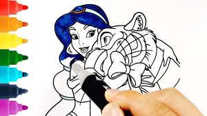 Coloring aladdin jasmine coloring page. Disney Princess Jasmine And Rajah Coloring Pages Hd Aladdin Coloring Book Pages Video Youtube