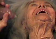 Granny gets gang banged and cums hard. Granny Porn