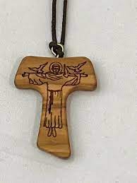 Tau Cross With St Francis Necklace In 2021 Wood Crosses Cross Tau