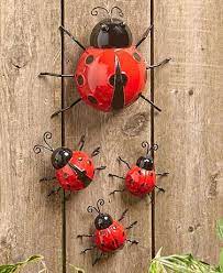 Sets Of 4 Metal Garden Bugs In 2021 Ladybug Garden Garden Bugs Garden Wall Art