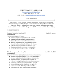 Lead Architect Resume Example Free Download
