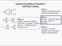 When students regroup they often find difficulty when the neighbor is zero and there appears to be nothing to regroup. How To Subtract Mixed Numbers With Borrowing Youtube