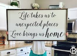 Nonbrand 15x60cm life takes you to unexpected places love brings you home wood sign gift idea wedding gift home decor quote sign farmhouse Life Takes Us To Unexpected Places Framed Wood Sign Queenbhome Handmade Home Decor Wood Frame Sign Wood Signs Sayings