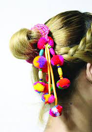 His Is A Hair Accessory This Designed Handmade Hair Tie Hair Accessories Made By Northern Thailand Local Cotton And Decorated By Colorful Coletas Lazos Pelo