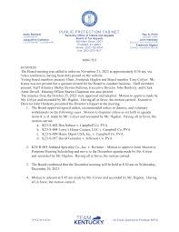 PUBLIC PROTECTION CABINET The Board meeting was called to order