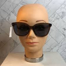 NWT Salvatore Ferragamo Sunglasses Clear Brown Frame with Gray Lenses LARGE 